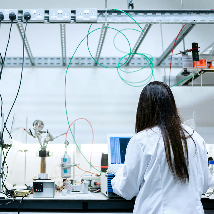 Manuel Serrano working in mechanical engineering lab