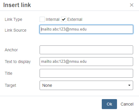 External Link Tool for an Email
