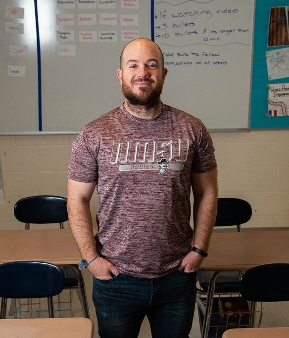 Ryan Durkes, a teacher and football coach at Santa Teresa High School, is working to get his teaching certification at New Mexico State University