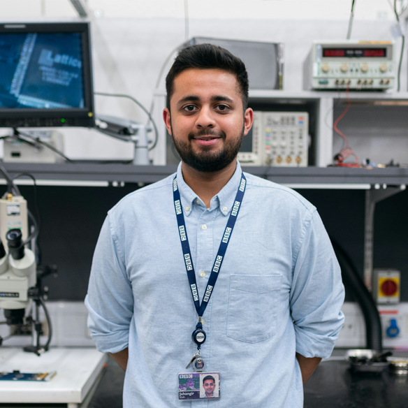 Man standing in engineering lab