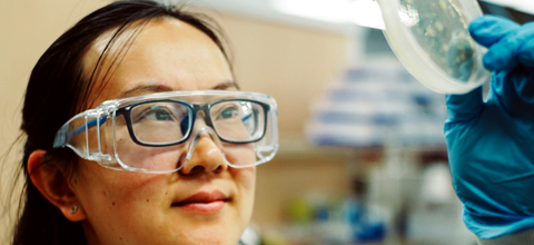 Woman working on wastewater treatment reserach