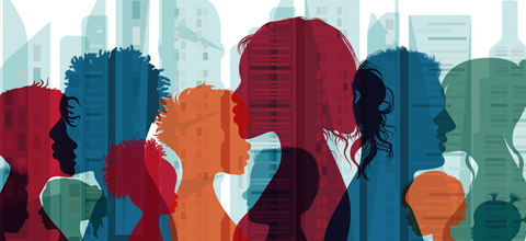 Illustration of lots of different colors of people